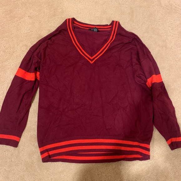 Maroon & orange off the shoulder sweater size medium forever 21 - Picture 3 of 4